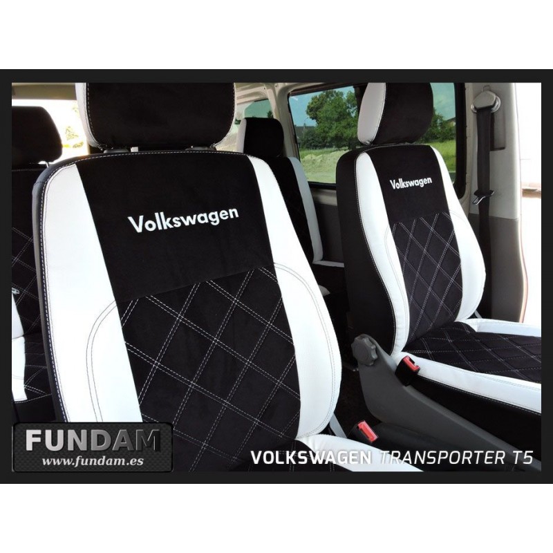 VW t5 Transp./carav piel sintética/gris 2009 grado fundas para asientos completo 7-asientos 
