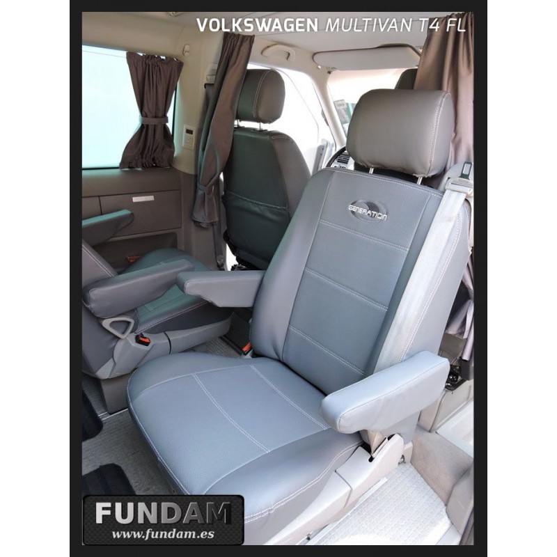 VW t4 Transporter/carav./doka medida fundas para asientos delantero 3 plazas hawai/azul/gris 