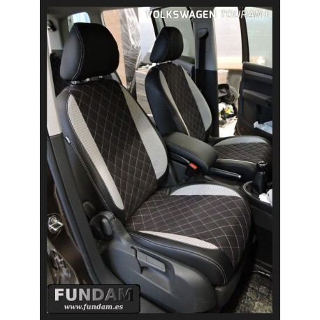 VW Touran a partir de 2015 grado fundas para asientos rücksitzbezug 3 piel sintética/Stone/gra serie 
