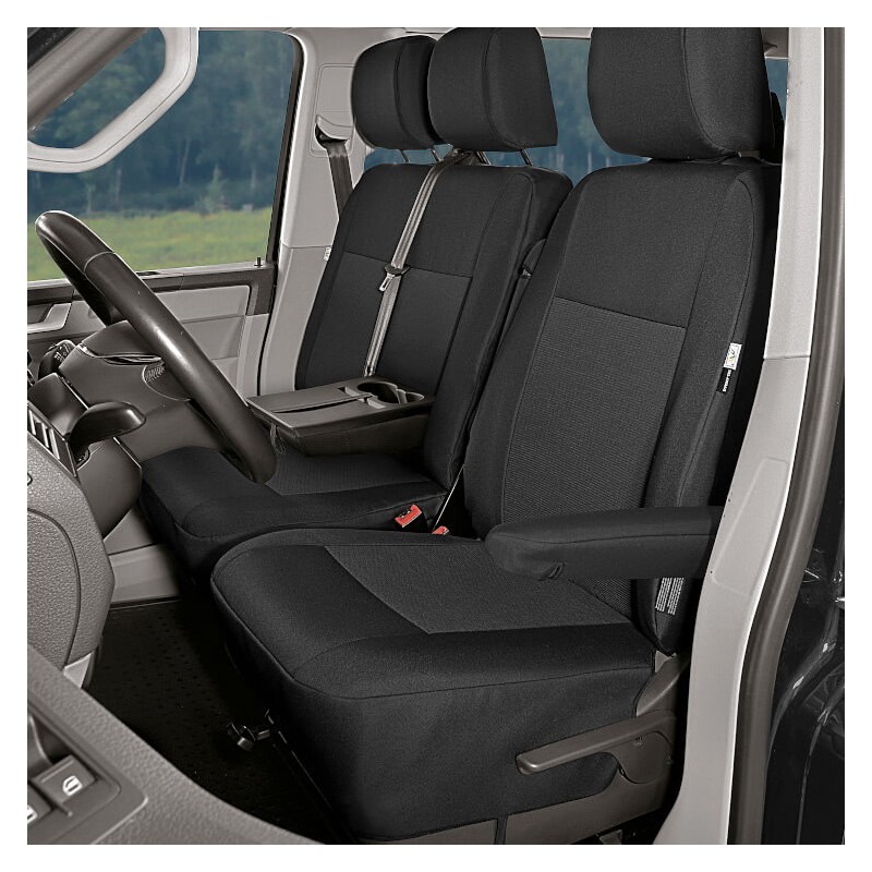 medida fundas para asientos delantero asientos individuales VW t6 Transporter/carav parís/negro 