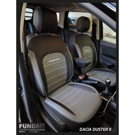 FUNDAS DE ASIENTO para Dacia Duster Cuero Rojo Pu y Efecto Alcantara,  COMPLETO Delantero + Trasero | Certificados TÜV